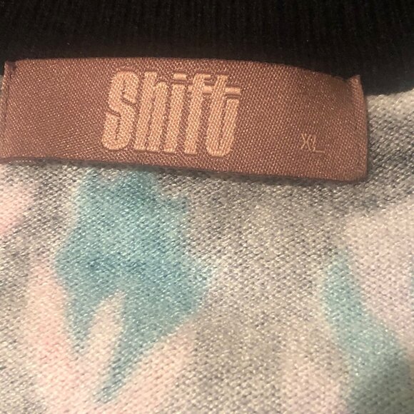 SHIFT Bright Colors Floral Motif Mock Neckline Relaxed Fit Sweater Sz XL - Picture 5 of 6